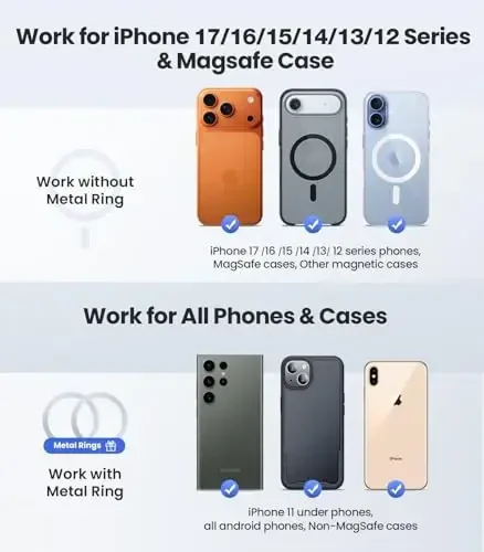 VICSEED Tesla Phone Mount【Eng kuchli magnit quvvati】 Barcha telefonlar uchun mos buklanadigan yashirin Tesla telefon ushlagichi, Tesla Model 3/Y/Cybertruck aksessuarlari, MagSafe avtomobil ushlagichi uchun Tesla Model 3 Model Y - Oq - 8