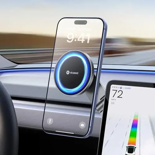 VICSEED Tesla Phone Mount【Strongest Magnet Power】MagSafe Car Mount for Tesla Model 3 Model Y, Foldable Hidden Tesla Phone Holder Fit for All Phone, Tesla Model Y Accessories Tesla Model 3 Accessories - 1
