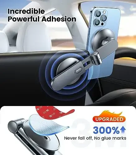 VICSEED Tesla Phone Mount【Strongest Magnet Power】Foldable Hidden Tesla Phone Holder Fit for All Phone, Tesla Model 3 Model Y for MagSafe Car Mount, Tesla Model 3 Accessories, Tesla Model Y Accessories - 1