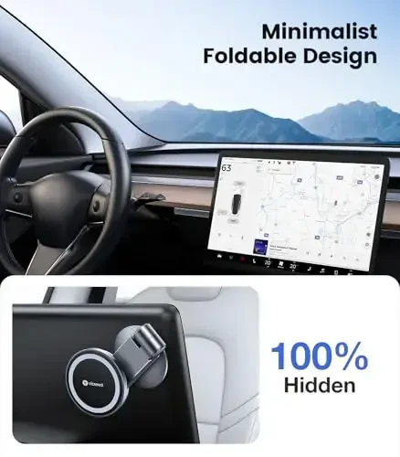 VICSEED Tesla Phone Mount【Strongest Magnet Power】Foldable Hidden Tesla Phone Holder Fit for All Phone, Tesla Model 3 Model Y for MagSafe Car Mount, Tesla Model 3 Accessories, Tesla Model Y Accessories - 6