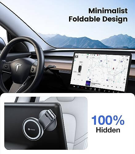 VICSEED Tesla Telefon Tutucu【En Güçlü Manyetik Güç】MagSafe Araba Tutucu Tesla Model 3 Model Y için, Katlanabilir Gizli Tesla Telefon Tutucu Tüm Telefonlara Uyar, Tesla Model Y Aksesuarları Tesla Model 3 Aksesuarları - 1