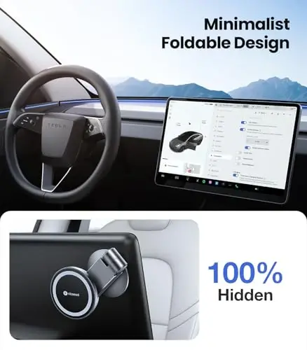 VICSEED Tesla Phone Mount【Strongest Magnet Power】Foldable Hidden Tesla Phone Holder Fit for All Phone, Tesla Model 3 Model Y for MagSafe Car Mount, Tesla Model 3 Accessories, Tesla Model Y Accessories - VICSEED (1)