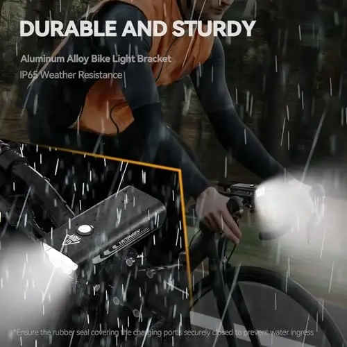 VICTAGEN Bike Lights Front and Rear - High Brightness 8500lm Rechargeable Bicycle Lights Set for Night Riding - Long Runtime Safety Lights for Cycling on Roads and Mountains - 1