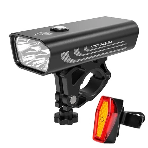 VICTAGEN Bike Lights Front and Rear - High Brightness 8500lm Rechargeable Bicycle Lights Set for Night Riding - Long Runtime Safety Lights for Cycling on Roads and Mountains 
