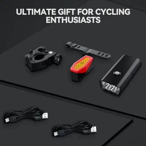 VICTAGEN Bike Lights Front and Rear - High Brightness 8500lm Rechargeable Bicycle Lights Set for Night Riding - Long Runtime Safety Lights for Cycling on Roads and Mountains - 7