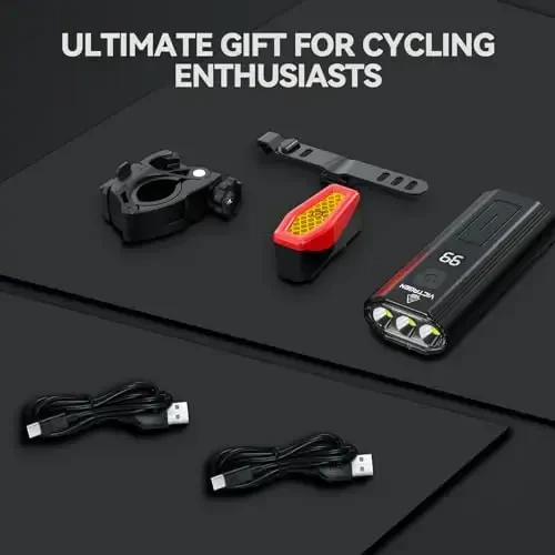 VICTAGEN Bike Lights Front and Rear - High Brightness 8500lm Rechargeable Bicycle Lights Set for Night Riding - Long Runtime Safety Lights for Cycling on Roads and Mountains - 7