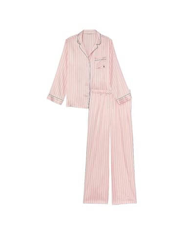 Victoria's Secret Saten Pijama Takımı, Uzun Kollu Düğmeli Üst ve Pantolon Takımı, Kadınlar İçin Pijama (XS-XXL) - 1