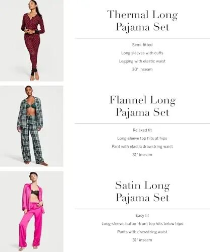 Victoria's Secret Thermal Pajama Set, Uzun qisma ko'ylak va shim, Ayollar uchun uyqu kiyimlari (XS-XXL) - 5