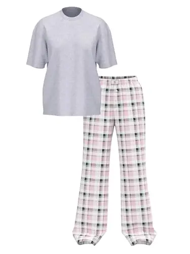 Victoria's Secret Women's Tee Pajama Set, Short Sleeve T-Shirt & Flannel Pants - 3