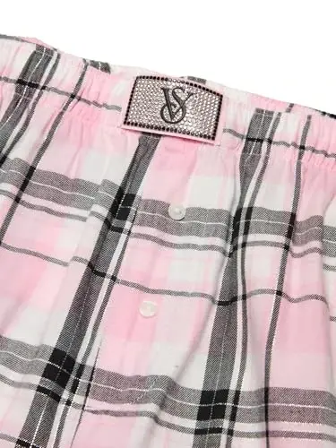 Victoria's Secret Women's Tee Pajama Set, Short Sleeve T-Shirt & Flannel Pants - 4