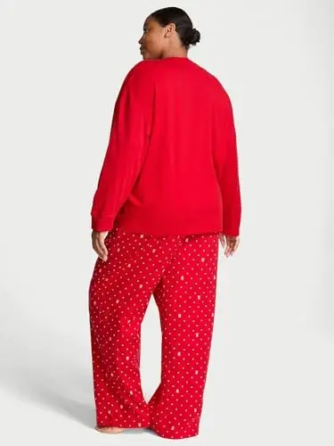 Victoria's Secret Women's Tee Pajama Set, Short Sleeve T-Shirt & Flannel Pants - VICTORIA'S (1)