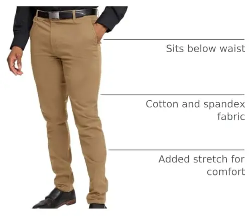 VICTORIOUS Men's Basic Casual Slim Fit Stretch Chino Pants - 4