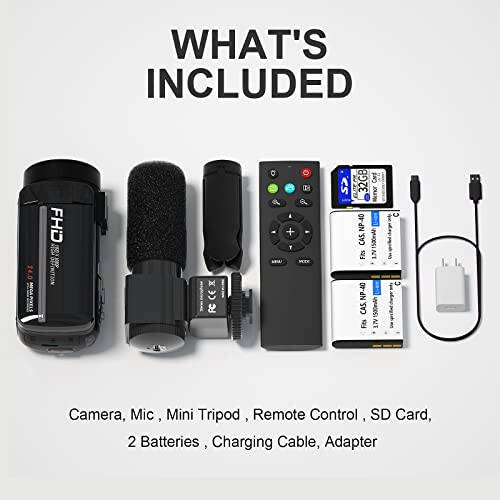 Video Camera, 1080P 30MP Camcorder IR Night Vision Vlogging Camera for YouTube, 3.0” LCD Screen 18X Digital Zoom Recorder Camera with Remote Control, Microphone, Mini Tripod, 2 Batteries, 32GB SD Card - 2