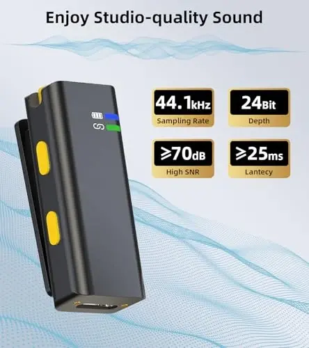 Wireless Microphones for Video Recording - Noise Canceling Mini Lav Mics for iPhone, 3-Level Gain Control, 35H Battery - Phone Microphone for YouTube, TikTok Live-streaming, Podcast, Vlogging - 4