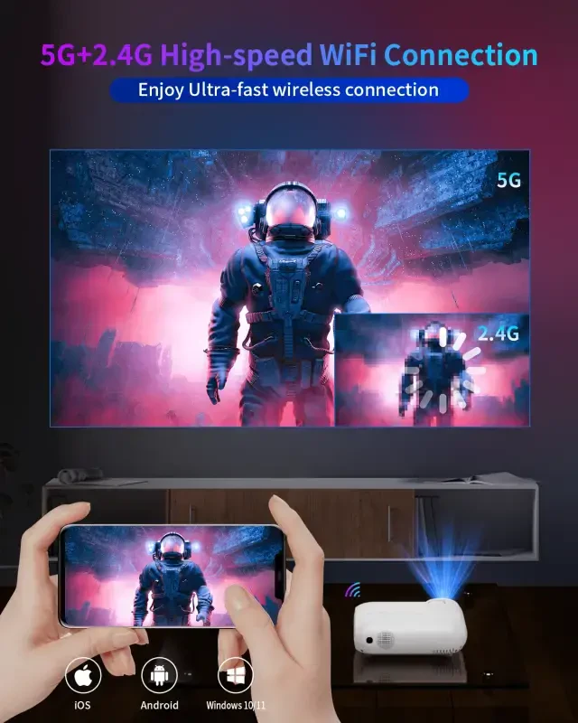Видеопроекторы YOTON с 5G Wi-Fi и Bluetooth, 9000 люмен, собственное разрешение 1080p с поддержкой 4K, домашний кинотеатр, экран 200'' для Суперкубка - 6