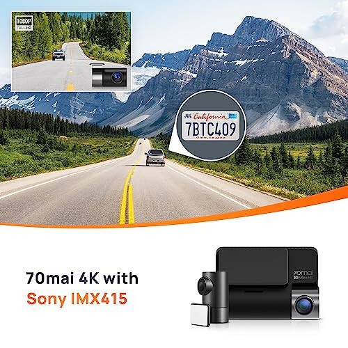 Видеорегистратор 70mai 4K A800S с Sony IMX415, передняя и задняя камера, встроенный GPS, супер ночное видение, 3'' IPS LCD, режим парковки 24 часа, ADAS, циклическая запись, управление приложением iOS/Android - 11