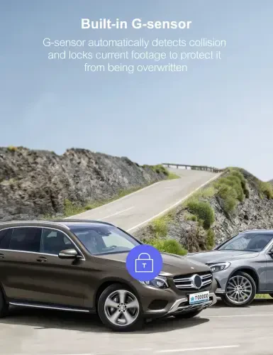 Видеорегистратор Crosstour Dash Cam, передняя и задняя камеры 3”, двойная автомобильная камера 1080P, поддержка внешнего GPS, макс. 32 ГБ, черный - 4