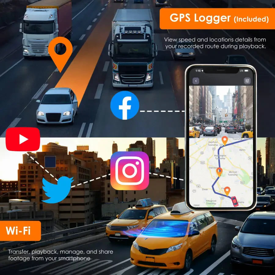 Видеорегистратор Rexing M2 Max двухканальный 4K + 1080p с Wi-Fi и GPS - 5