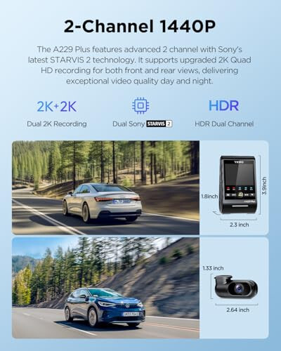 VIOFO A229 Plus Dash Cam Front and Rear, Dual STARVIS 2 Sensors, 2 Channel HDR, 1440P+1440P Voice Control Car Dash Camera, 5GHz Wi-Fi, Support 512GB Max, Voice Control, Ultra-Precise GPS - 14