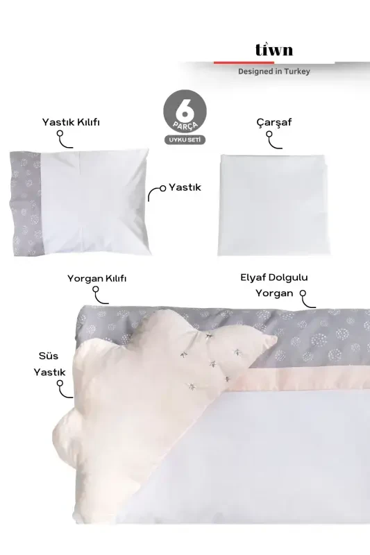 Viego 3 In 1 | Bedside Sleeper Playard 6 Pcs Bedding Set Mattress | Anti-Allergenic-Brown - 3