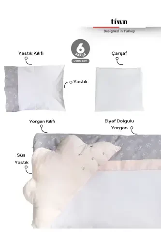 Viego 3 In 1 | Ona Yoni Park Karavot 6 Qismli Uyqu To'plami Yotoq | Allergiyaga qarshi-Jigarrang - 3