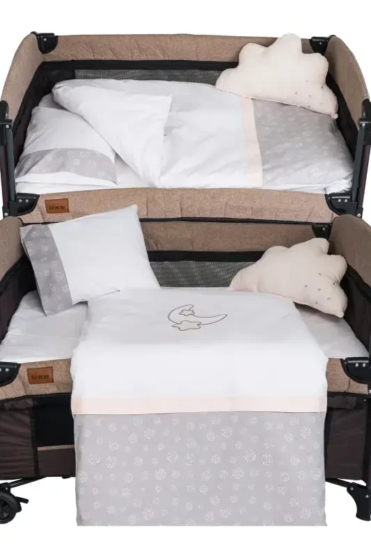 Viego 3 In 1 | Ona Yoni Park Karavot 6 Qismli Uyqu To'plami Yotoq | Allergiyaga qarshi-Jigarrang - 5