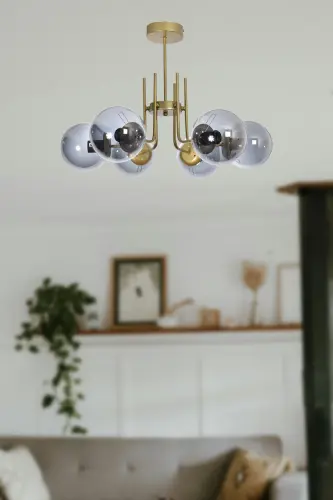 Vien Modern Design Living Dining Room Kitchen Antique Colored Glass Pendant 6-Light Chandelier 