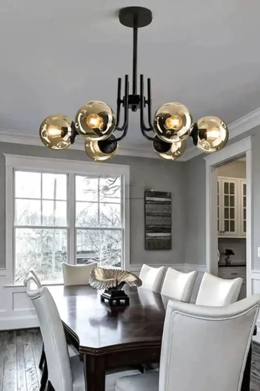 Vien Modern Design Living Dining Room Kitchen Black Color Honey Glass Chandelier 6 Lights - 1