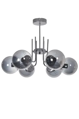 Vien Modern Design Living Dining Room Kitchen Gray Color Smoked Glass Pendant 6 Lamp Chandelier-Gray Smoked - 3