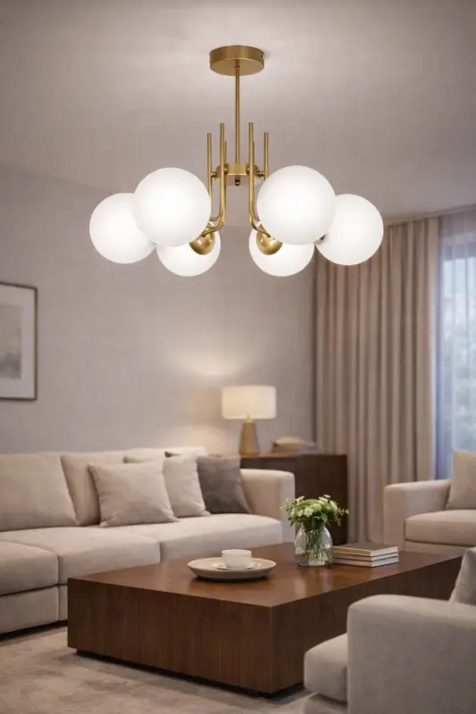 Vien Modern Design Living Room Dining Room Kitchen Antique Color Glass Pendant 6 Light Chandelier - 3