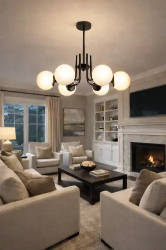 Vien Modern Design Living Room Dining Room Kitchen Black Color White Glass Pendant 6 Light Chandelier - MODAVIZE (1)