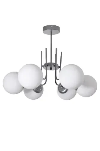 Vien Modern Design Living Room Dining Room Kitchen Gray Color White Glass Pendant 6 Light Chandelier-Gray White - MODAVIZE (1)