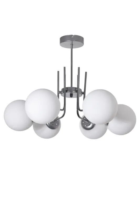 Vien Modern Design Living Room Dining Room Kitchen Gray Color White Glass Pendant 6 Light Chandelier-Gray White - 2