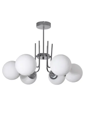 Vien Modern Design Living Room Dining Room Kitchen Gray Color White Glass Pendant 6 Light Chandelier-Gray White - 3