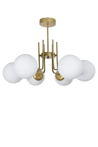 Vien Modern Tasarım Salon Yemek Odası Mutfak Eskitme Renk Camlı Sarkıt 6 Lı Avize-Eskitme Beyaz - MODAVIZE (1)