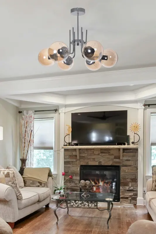 Vien Modern Tasarım Salon Yemek Odası Mutfak Gri Renk Bal Camlı Sarkıt 6 Lı Avize-Gri Bal - MODAVIZE