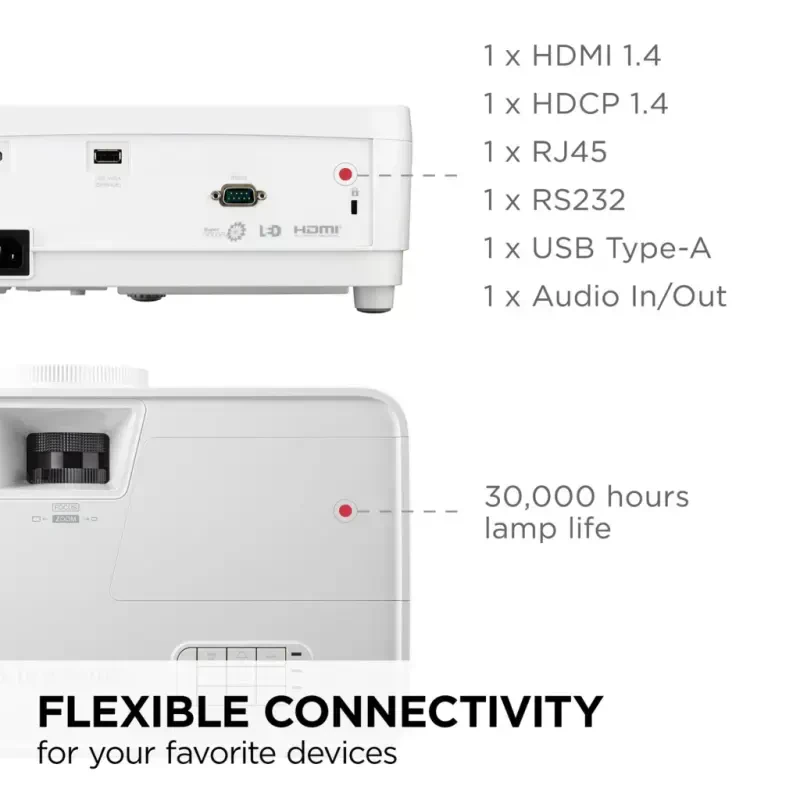 Viewsonic LS510WH-2 3000 LmX WXGA lazer proyektor Keng rangdagi ranglar va Biznes va ta'lim uchun 360 darajaga yo'naltirish - 3