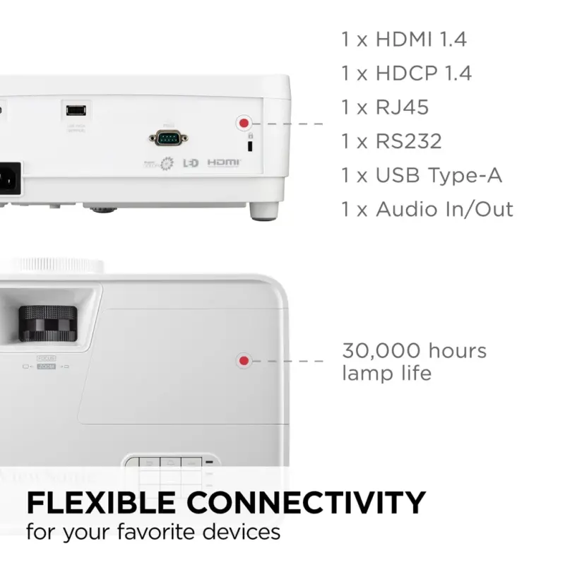 Viewsonic LS510WH-2 3000 Lumens WXGA Laser Projector - 6