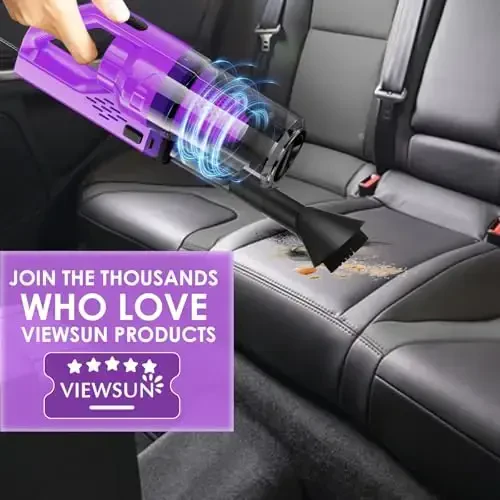 Viewsun 17PCS Car Cleaning Kit, Purple Car Interior Detailing Kit with High Power Handheld Vacuum, Detailing Brush Set, Windshield Cleaner, Cleaning Gel, Complete Auto Accessories for Women Gift - 7