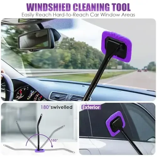 Viewsun 17PCS Car Cleaning Kit, Purple Car Interior Detailing Kit with High Power Handheld Vacuum, Detailing Brush Set, Windshield Cleaner, Cleaning Gel, Complete Auto Accessories for Women Gift - 3