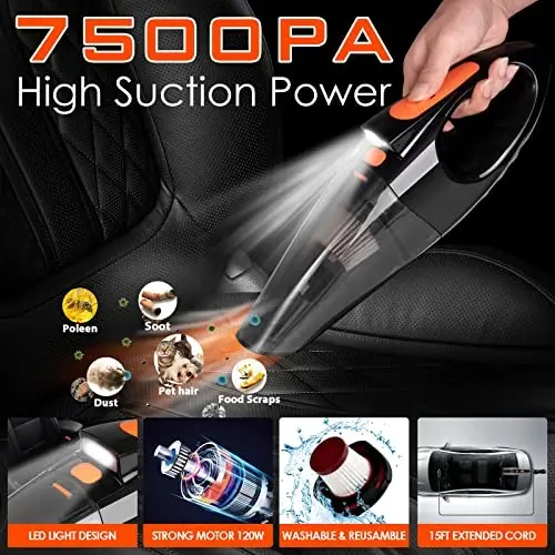 Viewsun 20PCS Car Cleaning Kit, Car Interior Detailing Kit with High Power Handheld Vacuum, Auto Detailing Drill Brush Set, Cleaning Gel, Complete Car Wash Kit Supplies for Deep Cleaning - 2