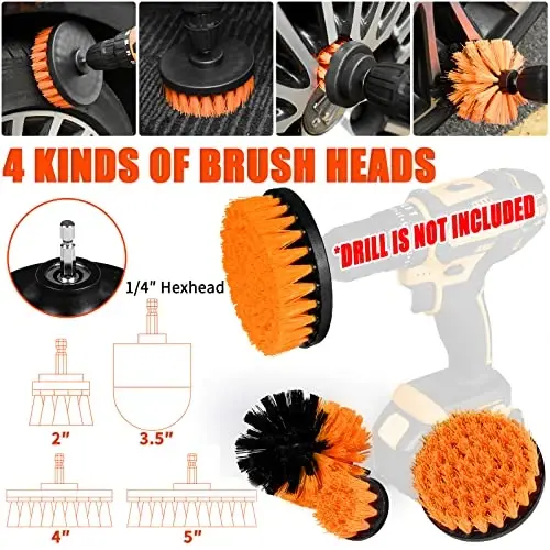 Viewsun 20PCS Avtomobilni tozalash to'plami, Yuqori quvvatli qo'lda ishlaydigan changyutgichli avtomobil ichki detallari to'plami, Avtomobil detallari uchun burg'u cho'tkasi to'plami, Tozalash jeli, Chuqur tozalash uchun avtomobil yuvish to'plami - 4