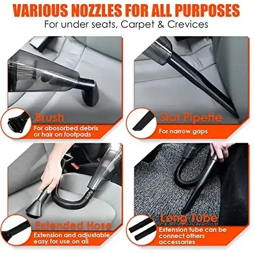 Viewsun 20PCS Car Cleaning Kit, Car Interior Detailing Kit with High Power Handheld Vacuum, Auto Detailing Drill Brush Set, Cleaning Gel, Complete Car Wash Kit Supplies for Deep Cleaning - 3