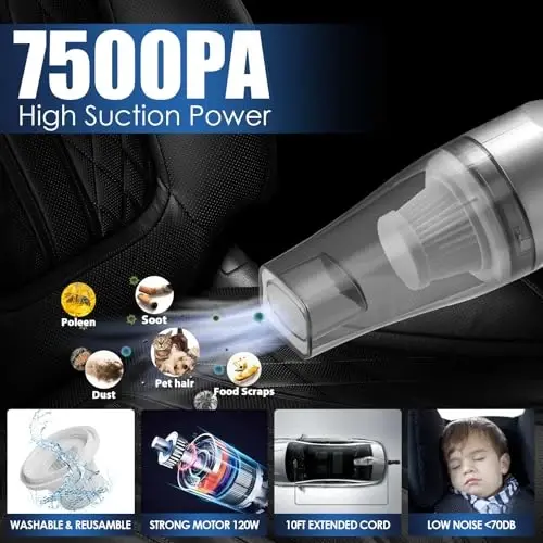 Viewsun 21Pcs Car Cleaning Kit with High Power Handheld Vacuum, Car Wash Mop with Long Handle, Bucket, Detailing Brush Set, Windshield Cleaner, Complete Interior Exterior Washing Supply for Men Women - VIEWSUN (1)