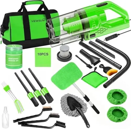 Viewsun 30pcs Car Cleaning Kit, Car Interior Detailing Kit with High Power Handheld Vacuum, Detailing Brush Set, Windshield Cleaner, Cleaning Gel, Complete Auto Accessories for Men, Women 