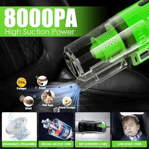 Viewsun 30pcs Car Cleaning Kit, Car Interior Detailing Kit with High Power Handheld Vacuum, Detailing Brush Set, Windshield Cleaner, Cleaning Gel, Complete Auto Accessories for Men, Women - 3