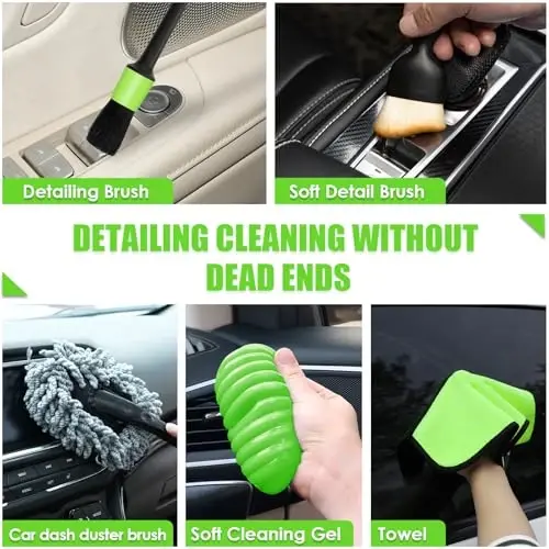 Viewsun 30pcs Car Cleaning Kit, Car Interior Detailing Kit with High Power Handheld Vacuum, Detailing Brush Set, Windshield Cleaner, Cleaning Gel, Complete Auto Accessories for Men, Women - 5