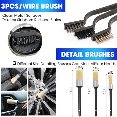 Viewsun Car Cleaning Kit, 17PCS Car Interior Detailing Kit with Gray High Power Handheld Vacuum, Detailing Brush Set, Windshield Cleaner, Cleaning Gel, Complete Auto Accessories for Men, Women - 6