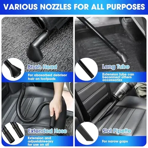 Viewsun Car Cleaning Kit, 17PCS Car Interior Detailing Kit with Gray High Power Handheld Vacuum, Detailing Brush Set, Windshield Cleaner, Cleaning Gel, Complete Auto Accessories for Men, Women - 4