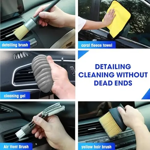Viewsun Car Cleaning Kit, 17PCS Car Interior Detailing Kit with Gray High Power Handheld Vacuum, Detailing Brush Set, Windshield Cleaner, Cleaning Gel, Complete Auto Accessories for Men, Women - 5